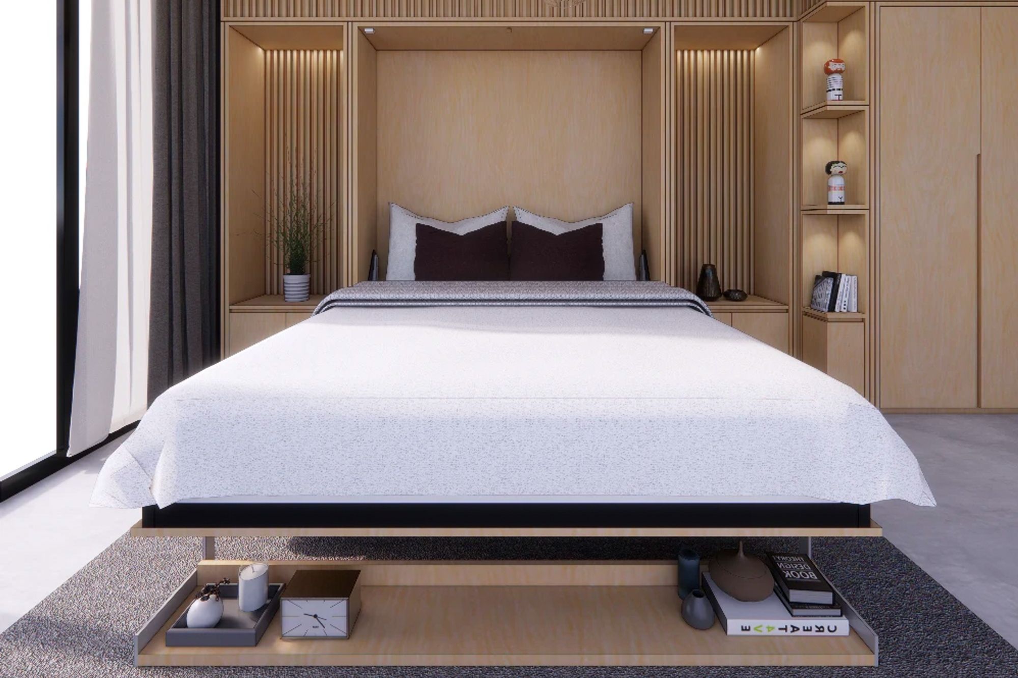 Tí Furniture Murphy wall bed with desk and shelving, from Tatler Homes Curates