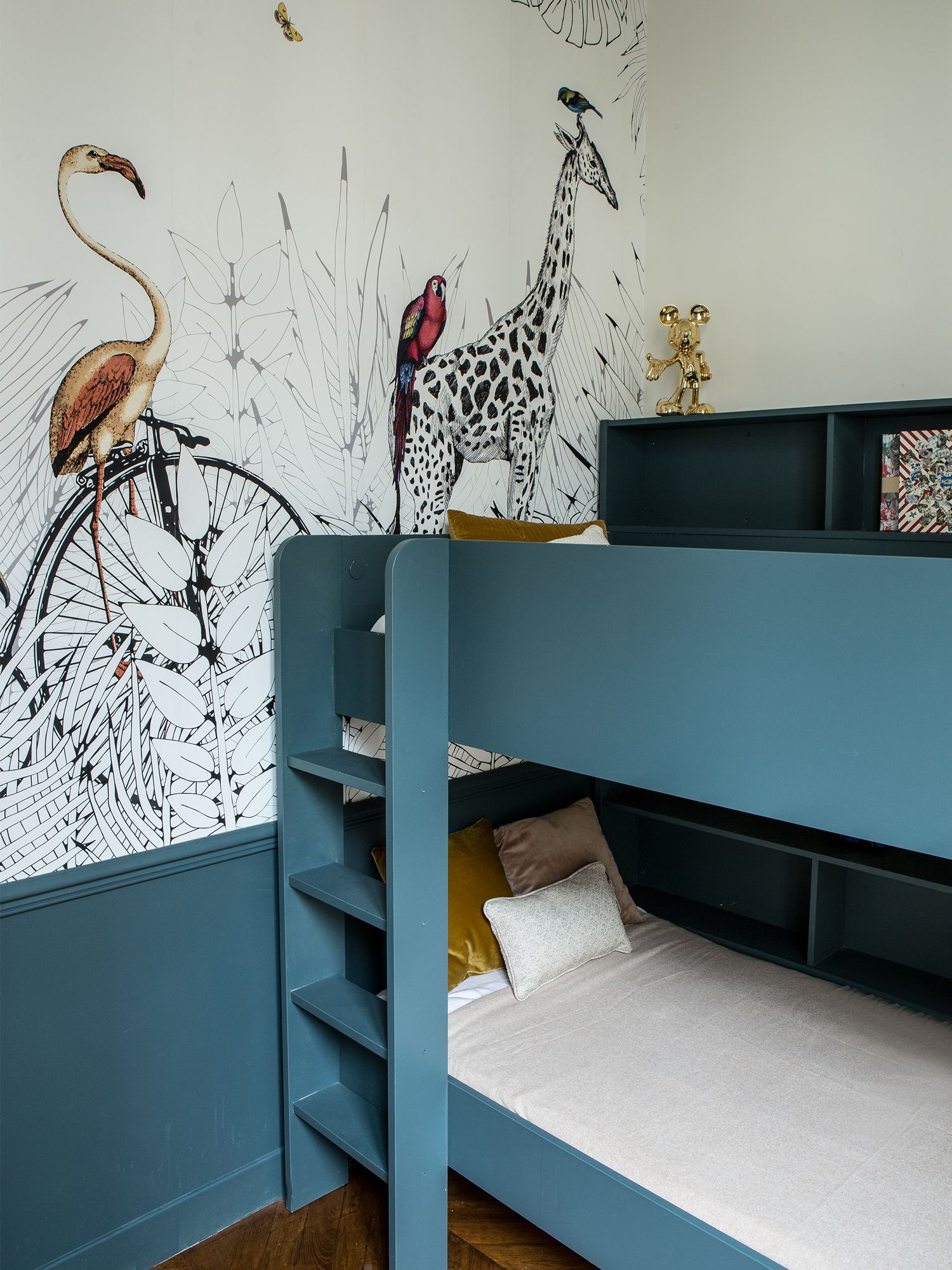 The bunk bed in the children's bedroom maximises the use of efficient space and storage whilst allowing the children to form a shared bond