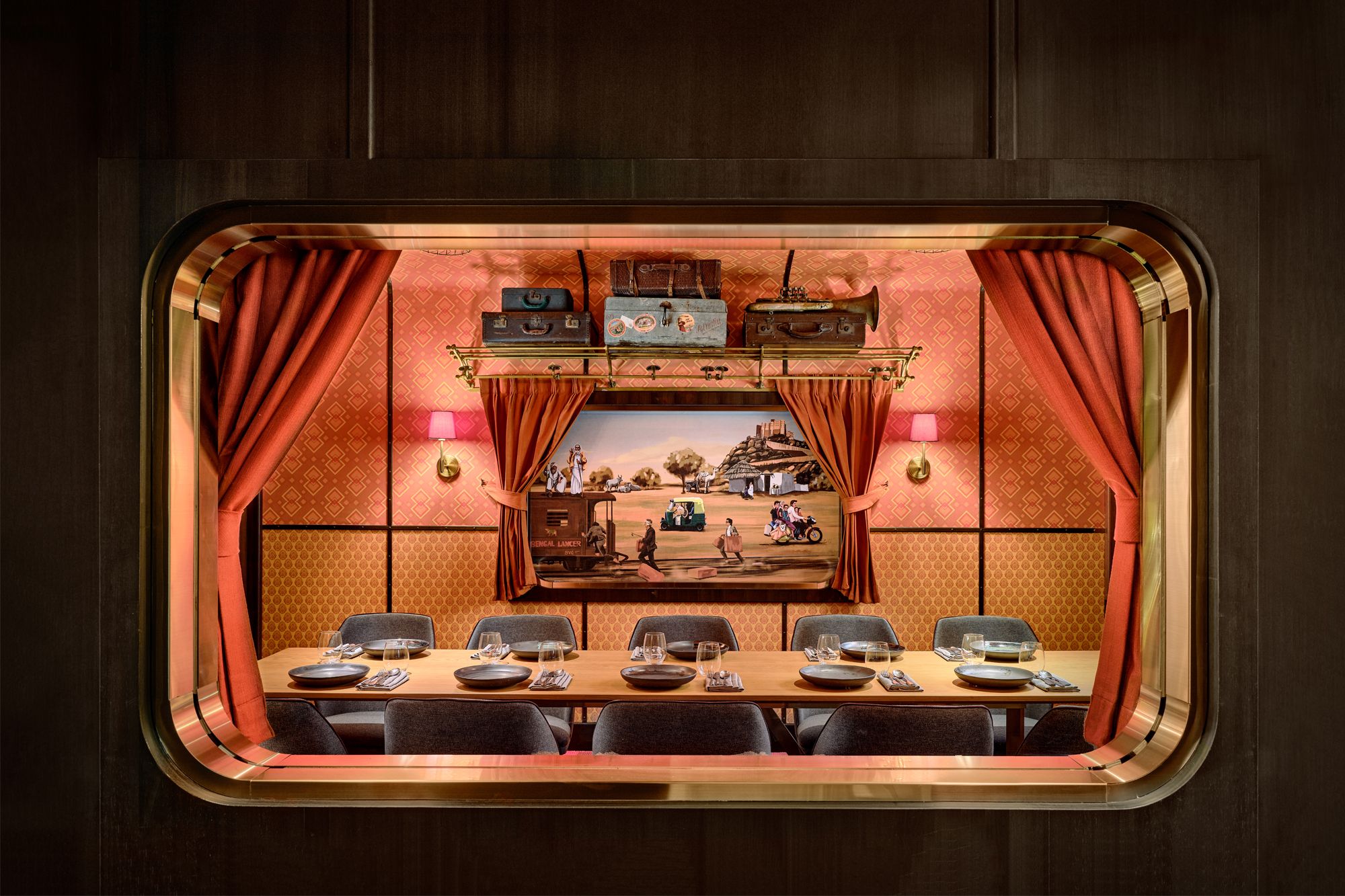 The Old Railway Room in Firangi Superstar is a private dining space that takes its design cues from old trains Photo: Courtesy of Firangi Superstar