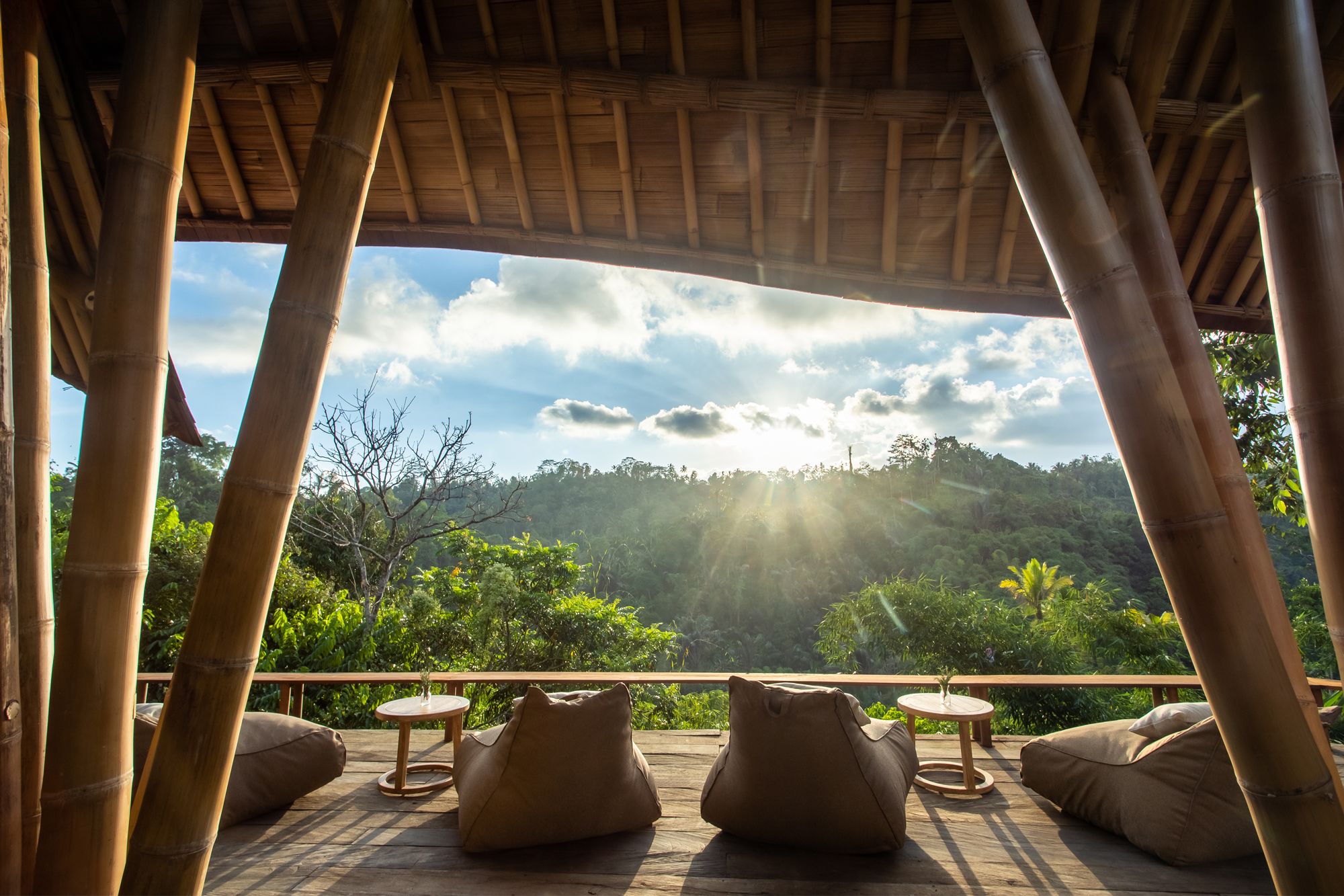 Built from sustainable materials like bamboo, the common pavilion offers a sense of peace Image: Courtesy of Banyan Tree Holdings