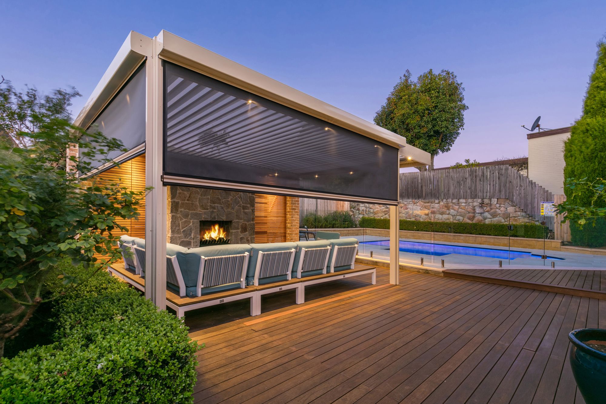 The Ziptrak outdoor blinds are perfect for protecting spaces from the rain, heat, and insects