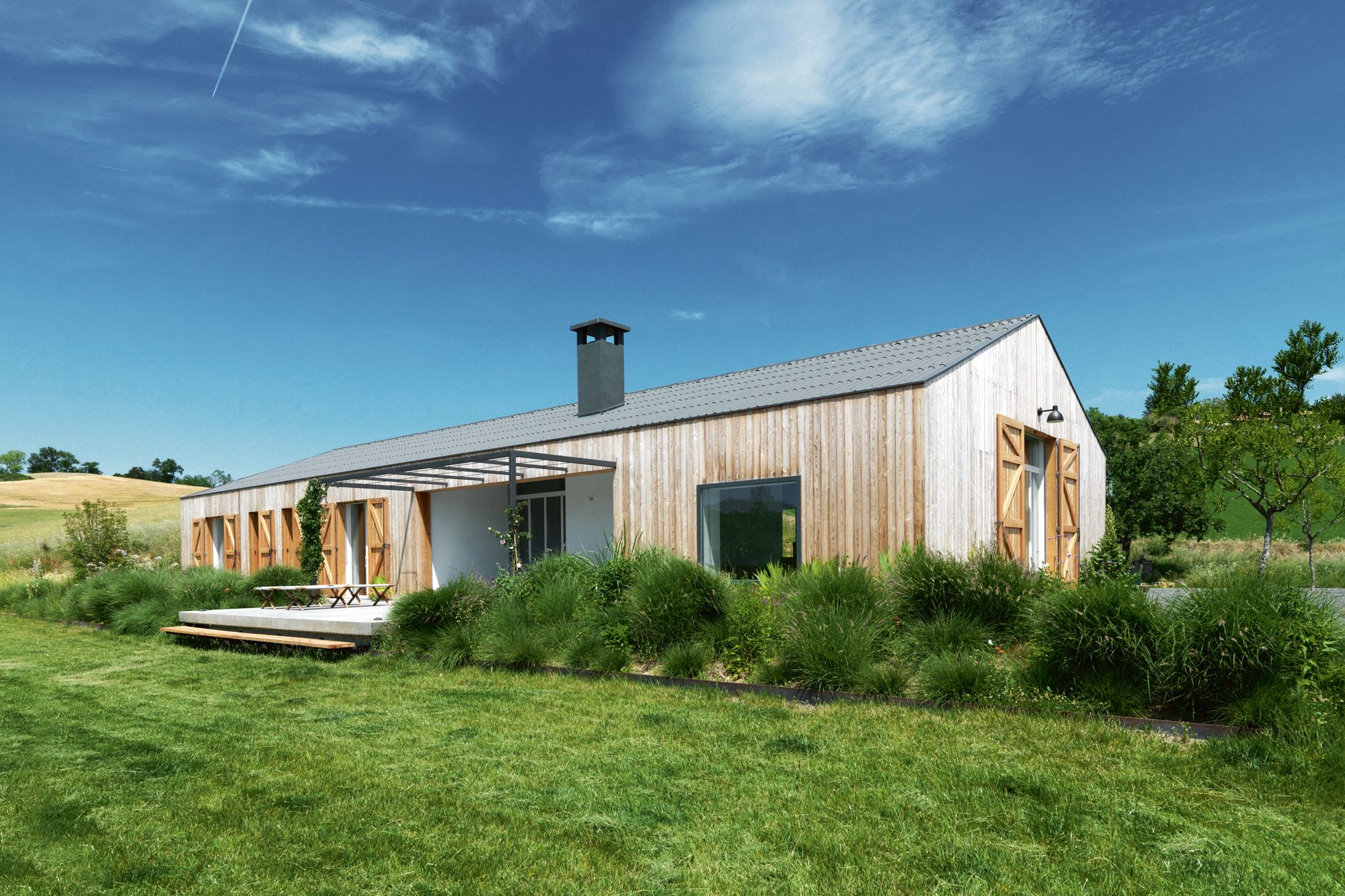Designed by Studio Koster, the home’s design concept is a contemporary take on countryside stables