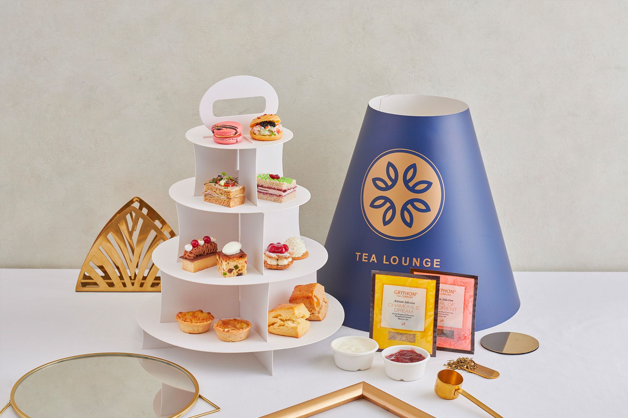 The Tea Lounge set from Regent Singapore is available for deliveries Image: Courtesy of Regent Singapore