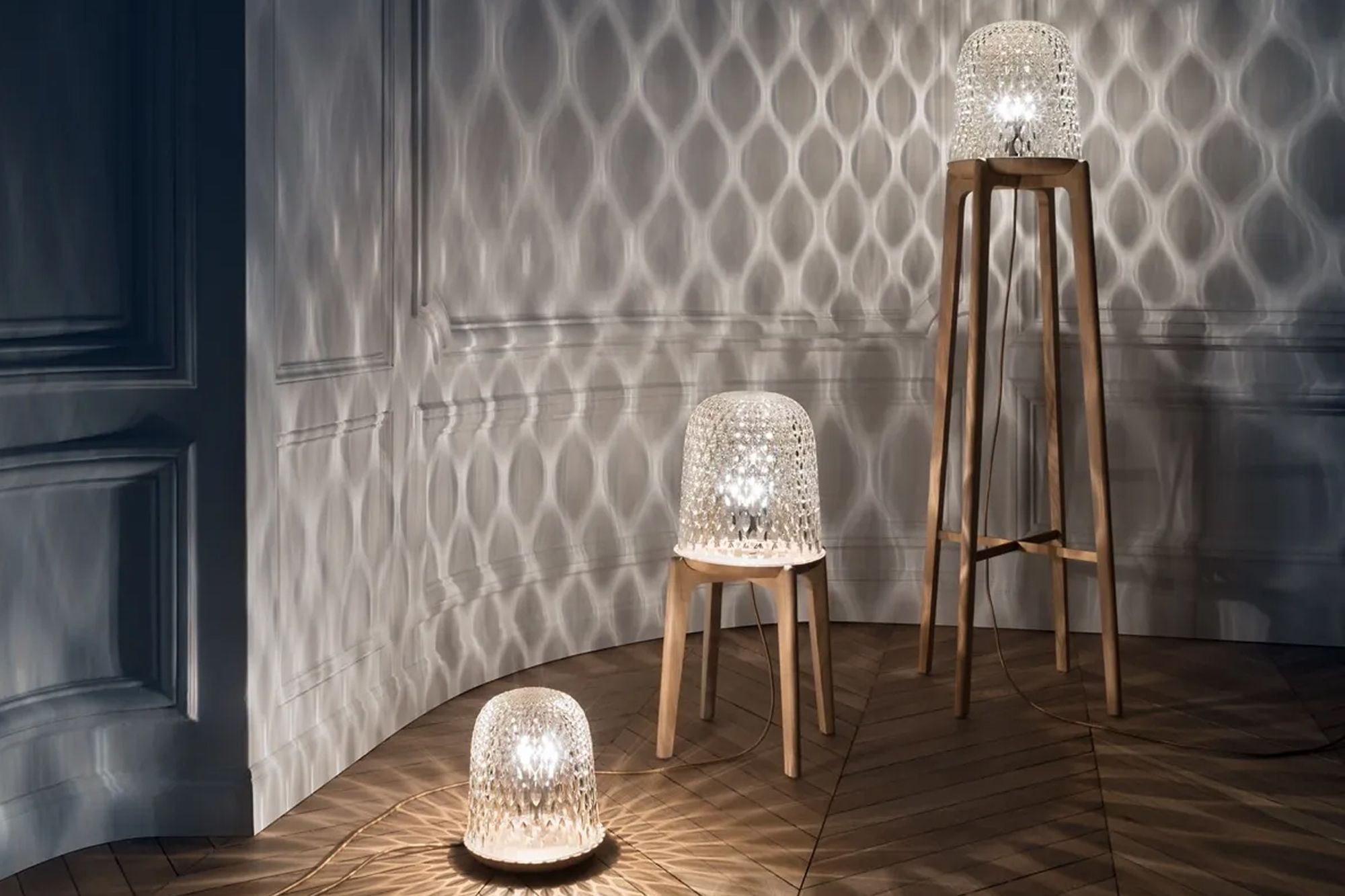 Folia, crystal lamps designed by Noé Duchaufour-Lawrance in collaboration with Saint Louis Image: Courtesy of Noé Duchaufour-Lawrance