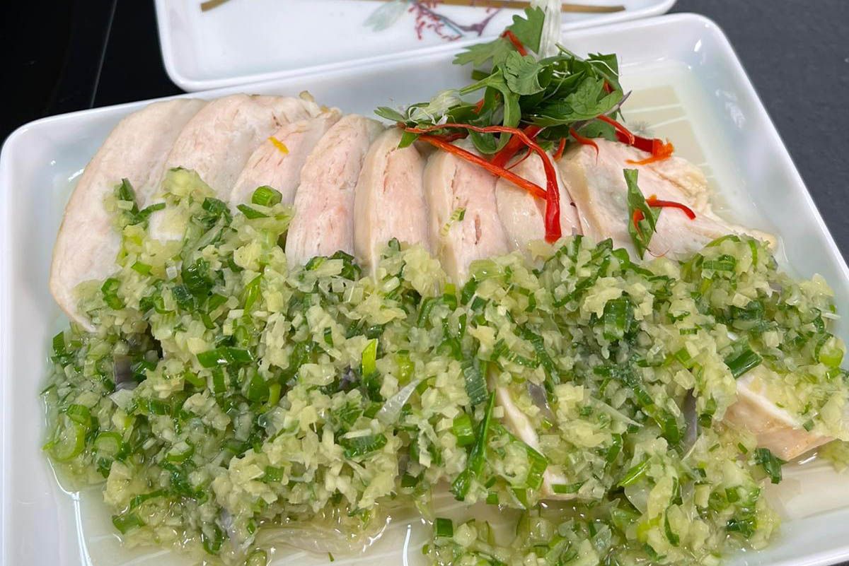 Poached chicken breast