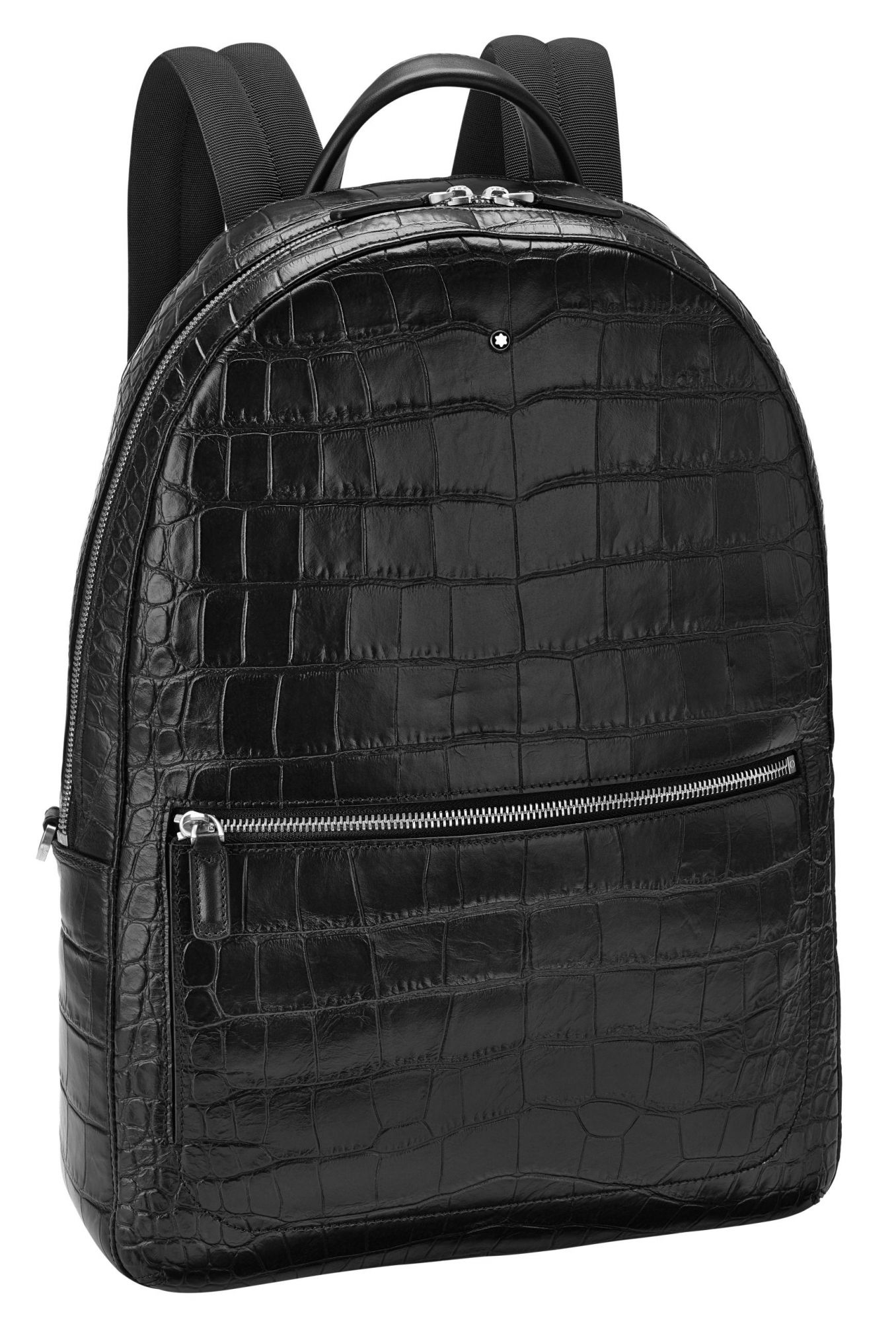 Made from cowhide with a printed alligator motif, this compact Backpack boasts a front zipped pocket that is ideal for everyday essentials and two padded shoulder straps for comfortable carrying.