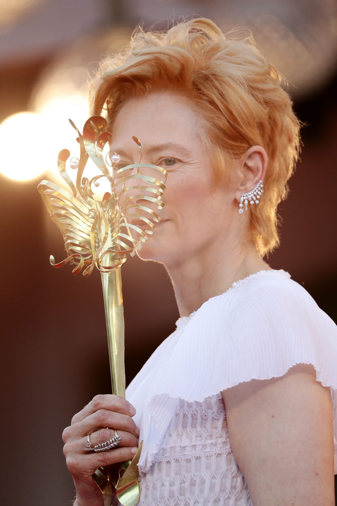 VENICE, ITALY - SEPTEMBER 02: Actress Tilda Swinton walks the red carpet ahead of the Opening Ceremony and the "Lacci" red carpet during the 77th Venice Film Festival at on September 02, 2020 in Venice, Italy. (Photo by Vittorio Zunino Celotto/Getty Images)