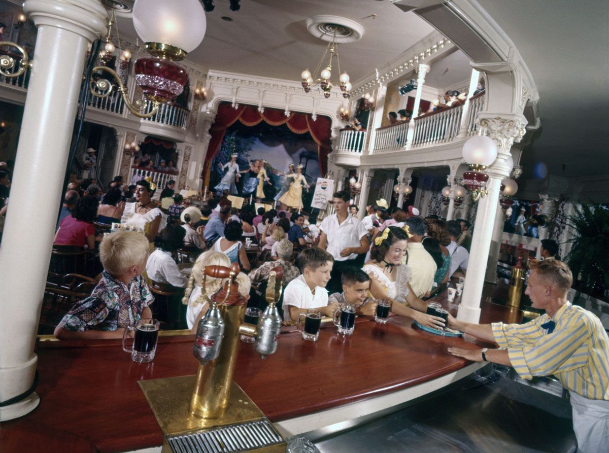 July 17, 1955: A children's saloon, the Golden Horseshoe, at Disneyland Amusement Park, Anaheim, California. (Photo by Loomis Dean/The LIFE Picture Collection via Getty Images)