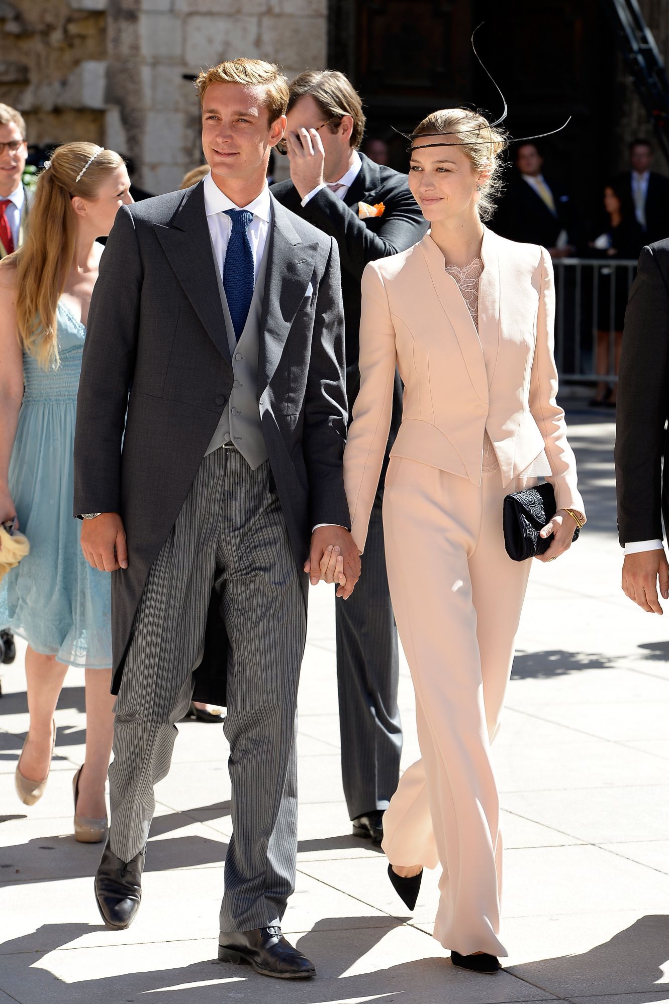 SAINT-MAXIMIN-LA-SAINTE-BAUME, FRANCE - SEPTEMBER 21: Pierre Casiraghi and girlfriend Beatrice Borromeo attend the Religious Wedding Of Prince Felix Of Luxembourg and Claire Lademacher at Basilique Sainte Marie-Madeleine on September 21, 2013 in Saint-Maximin-La-Sainte-Baume, France. (Photo by Dominique Charriau/WireImage)
