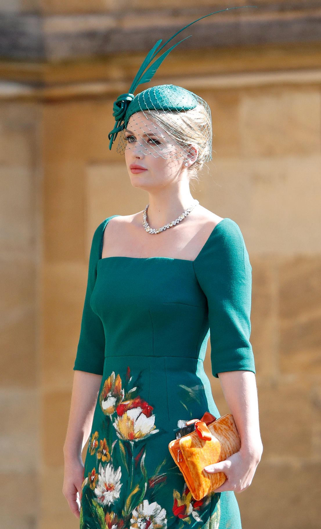 WINDSOR, UNITED KINGDOM - MAY 19: (EMBARGOED FOR PUBLICATION IN UK NEWSPAPERS UNTIL 24 HOURS AFTER CREATE DATE AND TIME) Lady Kitty Spencer attends the wedding of Prince Harry to Ms Meghan Markle at St George's Chapel, Windsor Castle on May 19, 2018 in Windsor, England. Prince Henry Charles Albert David of Wales marries Ms. Meghan Markle in a service at St George's Chapel inside the grounds of Windsor Castle. Among the guests were 2200 members of the public, the royal family and Ms. Markle's Mother Doria Ra