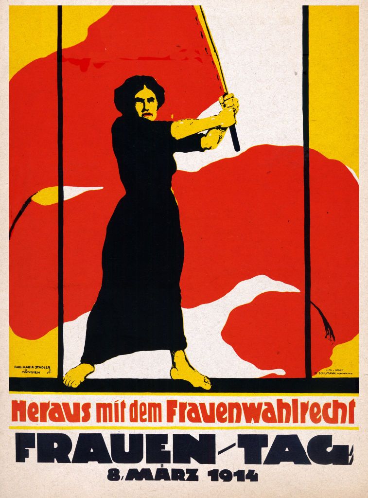 Women's Day, poster by Karl Maria Stadler published in Munich, Bavaria, on the occasion of the feast of March 8. Lithograph, Germany, Munich of Bavaria 1914. (Photo by Fototeca Gilardi/Getty Images)