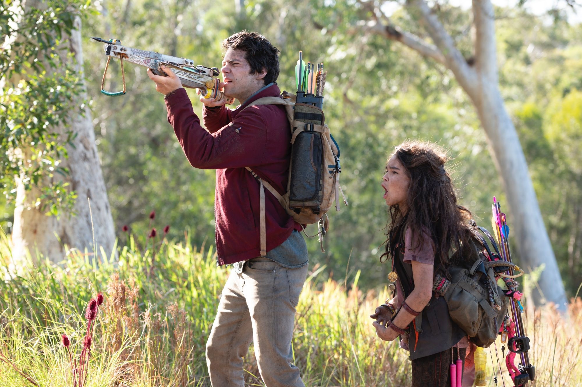 Dylan O'Brien and Ariana Greenblatt in LOVE AND MONSTERS from Paramount Pictures and Paramount Players. Photo Credit: Jasin Boland.