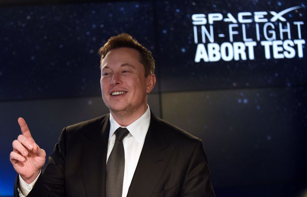 January 19, 2020 - Kennedy Space Center, Florida, United States - SpaceX CEO Elon Musk speaks to the media following a press conference following the successful In-Flight Abort Test of the SpaceX Falcon 9 rocket and Crew Dragon capsule on January 19, 2020 at the Kennedy Space Center in Florida. (Photo by Paul Hennessy/NurPhoto via Getty Images)