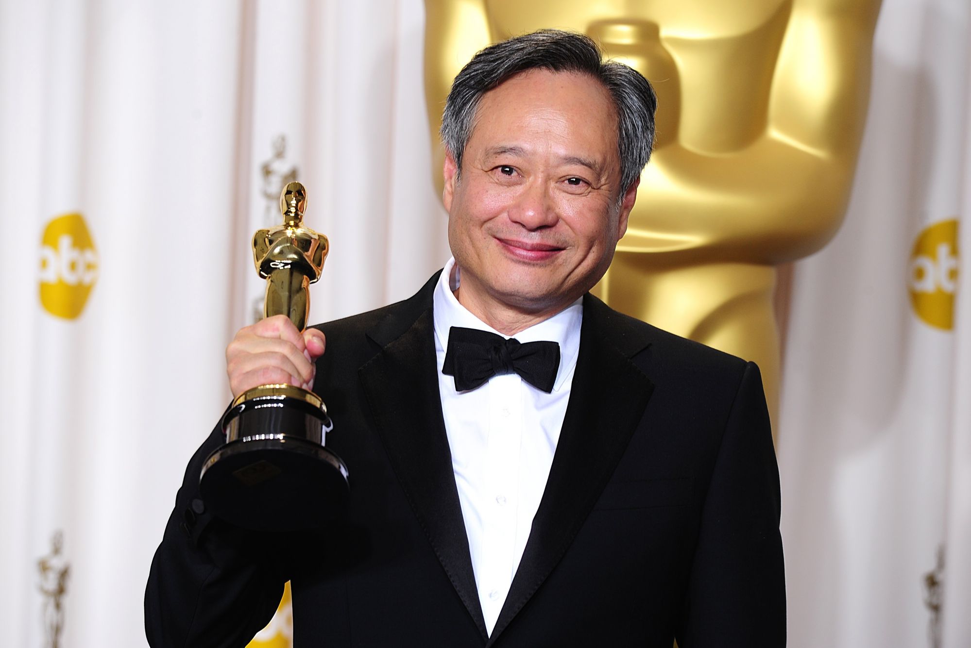 Ang Lee with his oscar for best director recieved for Life of Pi at the 85th Academy Awards at the Dolby Theatre, Los Angeles. (Photo by Ian West/PA Images via Getty Images)
