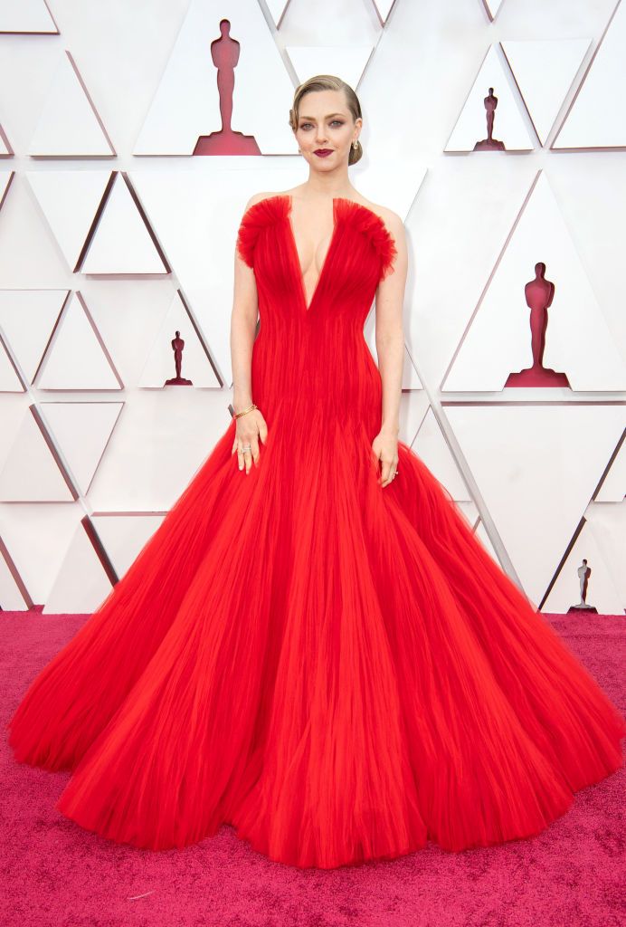 LOS ANGELES, CALIFORNIA â APRIL 25: (EDITORIAL USE ONLY) In this handout photo provided by A.M.P.A.S., Amanda Seyfried attends the 93rd Annual Academy Awards at Union Station on April 25, 2021 in Los Angeles, California. (Photo by Matt Petit/A.M.P.A.S. via Getty Images)