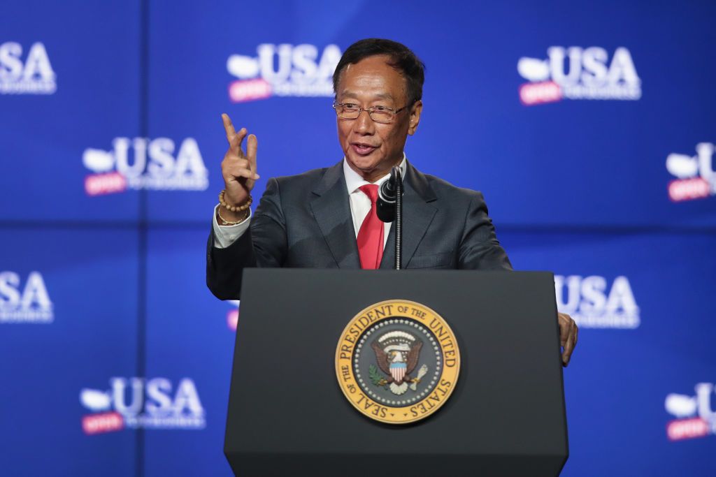 MT PLEASANT, WI - JUNE 28: Terry Gou, chairman of Foxconn Technology Group, speaks at a groundbreaking ceremony for the $10 billion Foxconn factory complex on June 28, 2018 in Mt. Pleasant, Wisconsin. Foxconn, a Taiwanese electronics manufacturer that currently builds Apple iPhones, Amazon Kindles and Echo Dots at their factories in China will manufacture LCD screens at the Wisconsin facility. The facility is expected to create 13,000 jobs. (Photo by Scott Olson/Getty Images)