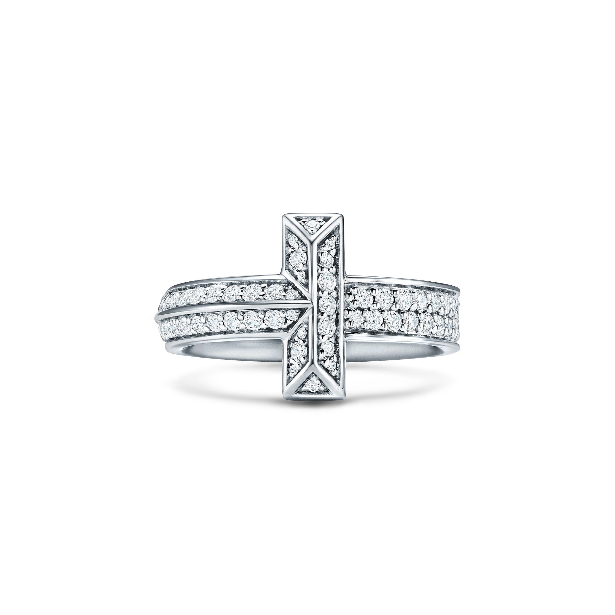 Tiffany T1 18K白金寬版鋪鑲鑽石戒指 NT$201,000