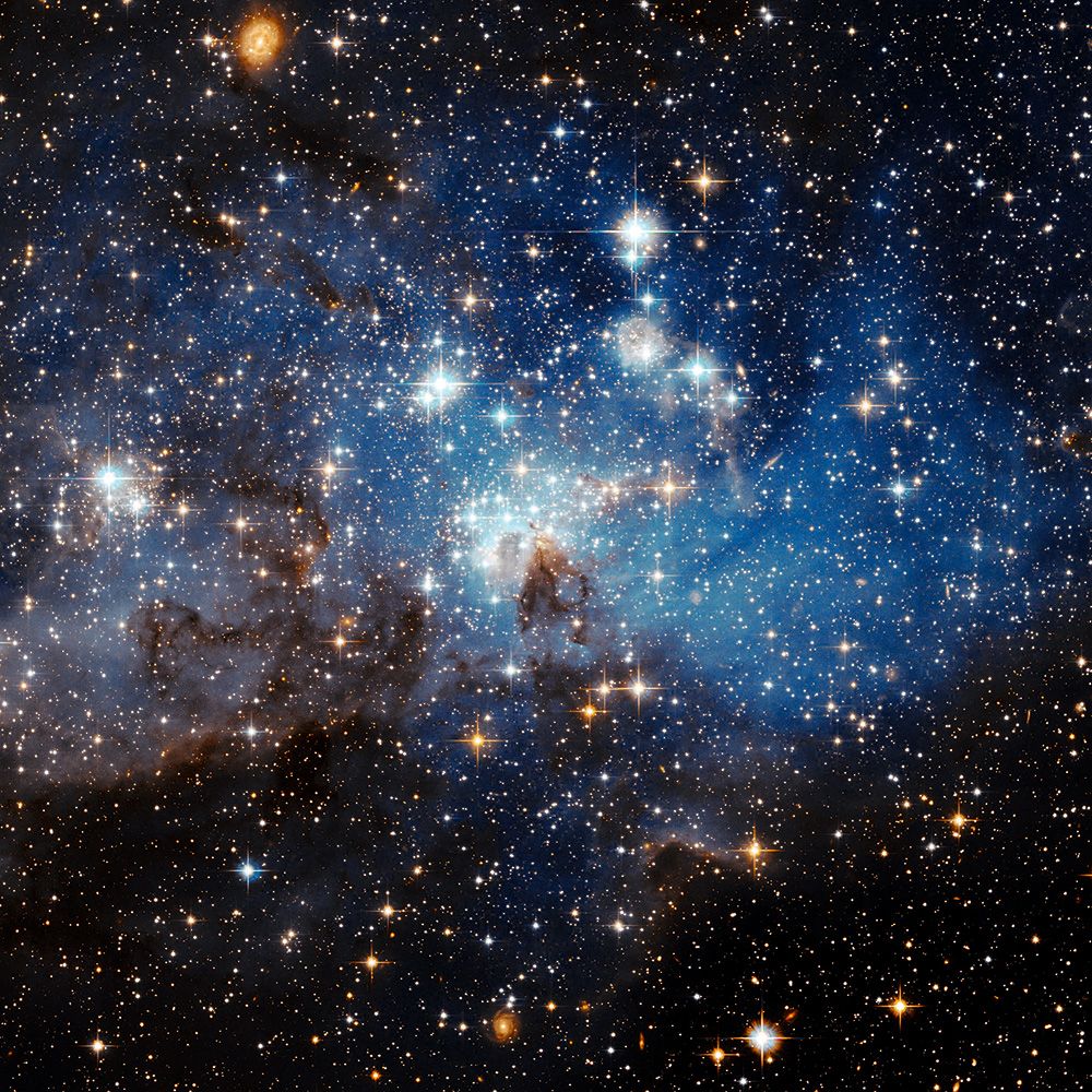 The latest photo from the Hubble Space Telescope, presented at the 2006 General Assembly of the International Astronomical Union in Prague this week, shows a star forming region in the Large Magellanic Cloud (LMC). This sharp image reveals a large number of low-mass infant stars coexisting with young massive stars.