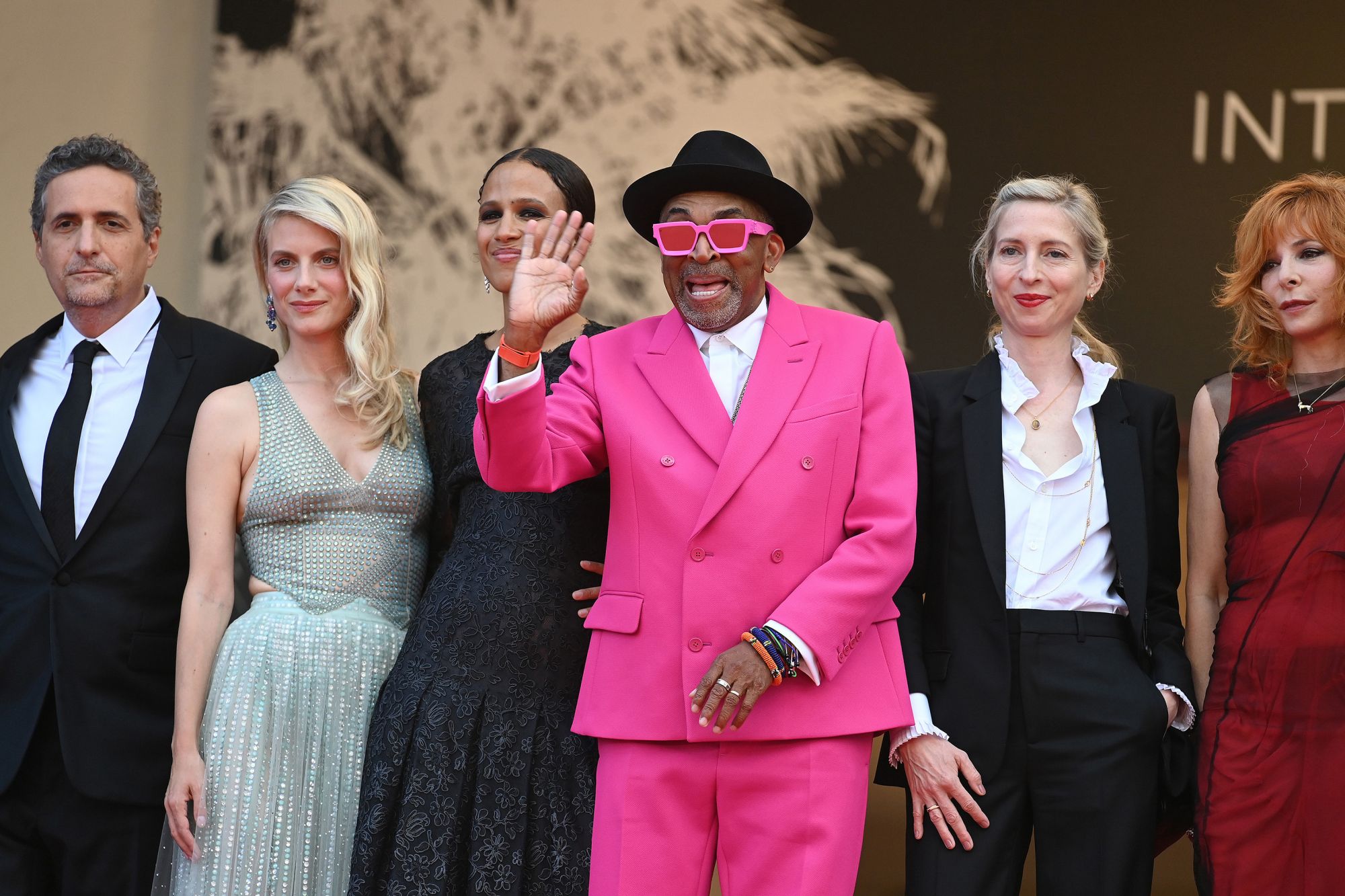 CANNES, FRANCE - JULY 06: Jury members Kleber Mendonca Filho, Melanie Laurent, Mati Diop, jury president Spike Lee and Jessica Hausner attend the "Annette" screening and opening ceremony during the 74th annual Cannes Film Festival on July 06, 2021 in Cannes, France. (Photo by Kate Green/Getty Images)