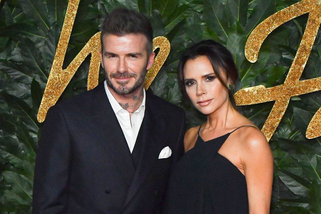 LONDON, ENGLAND - DECEMBER 10: David Beckham and Victoria Beckham attend the Fashion Awards 2018 in partnership with Swarovski at Royal Albert Hall on December 10, 2018 in London, England. (Photo by Stephane Cardinale - Corbis/Corbis via Getty Images)