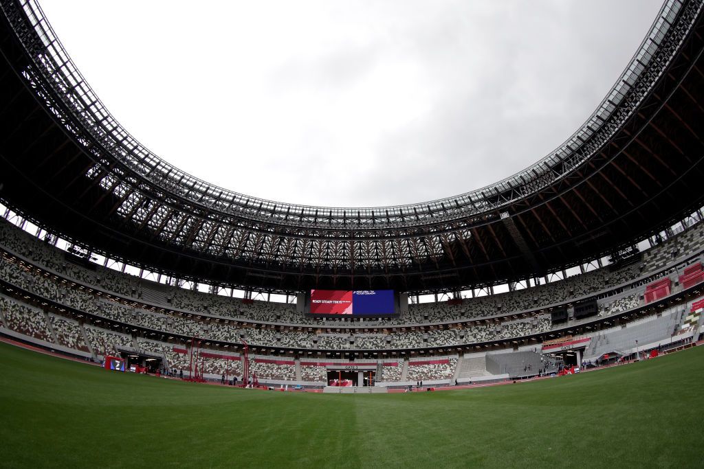 TOKYO, JAPAN - MAY 11: (EDITORS NOTE: Image captured with a fisheye lens.) A general view during the Para Athletics test event at the National Stadium on May 11, 2021 in Tokyo, Japan. (Photo by Kiyoshi Ota/Getty Images)