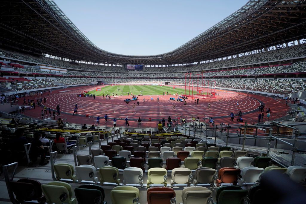 TOKYO, JAPAN - MAY 09: A general view during the Ready Steady Tokyo - Athletics Olympic test event, part of the World Athletics Continental Tour, at the National Stadium on May 09, 2021 in Tokyo, Japan. (Photo by Toru Hanai/Getty Images)