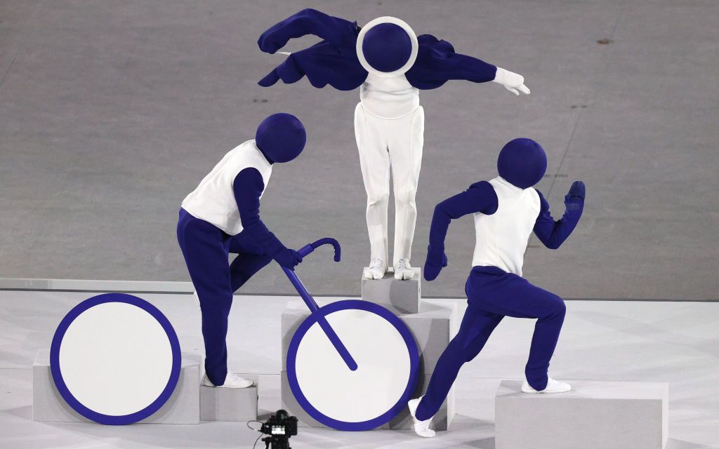 TOKYO, JAPAN JULY 23, 2021: Performers at the opening ceremony of the Tokyo 2020 Summer Olympic Games at the National Stadium. Tokyo was to host the 2020 Summer Olympics from 24 July to 9 August 2020, however because of the COVID-19 pandemic the games have been postponed for a year and are due to take place from 23 July to 8 August 2021. Sergei Bobylev/TASS (Photo by Sergei Bobylev\TASS via Getty Images)