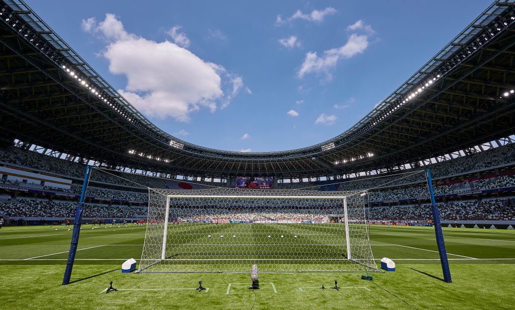 TOKYO, JAPAN - APRIL 11: General view of the National Stadium prior the Women's international friendly match between Japan and Panama at the National Stadium on April 11, 2021 in Tokyo, Japan. (Photo by Pablo Morano/MB Media/Getty Images)