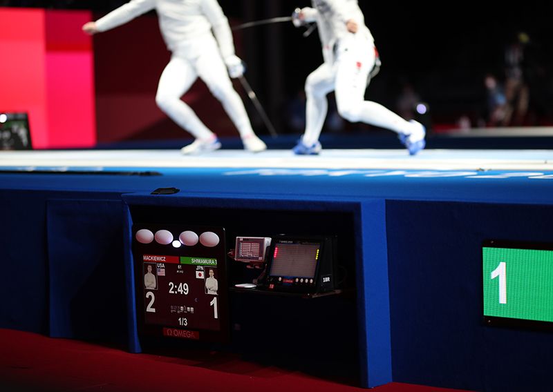 TOKYO, JAPAN - JULY 24: Omega at the 2020 Tokyo Olympic Games on July 24, 2021 in Tokyo, Japan. (Photo by Graham Denholm/Getty Images for Omega)
