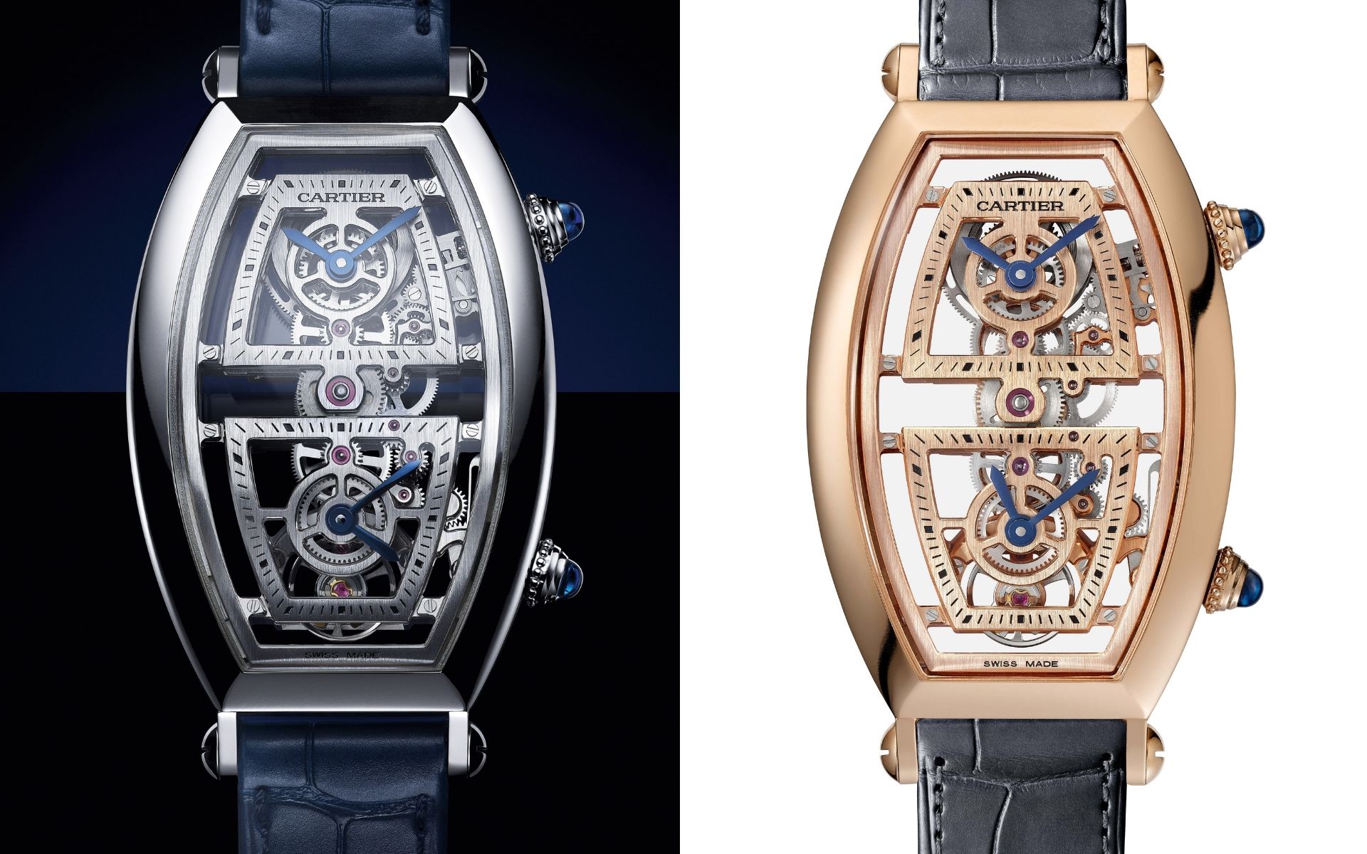 Dual time zone in platinum (left) and gold (Photo: Cartier)