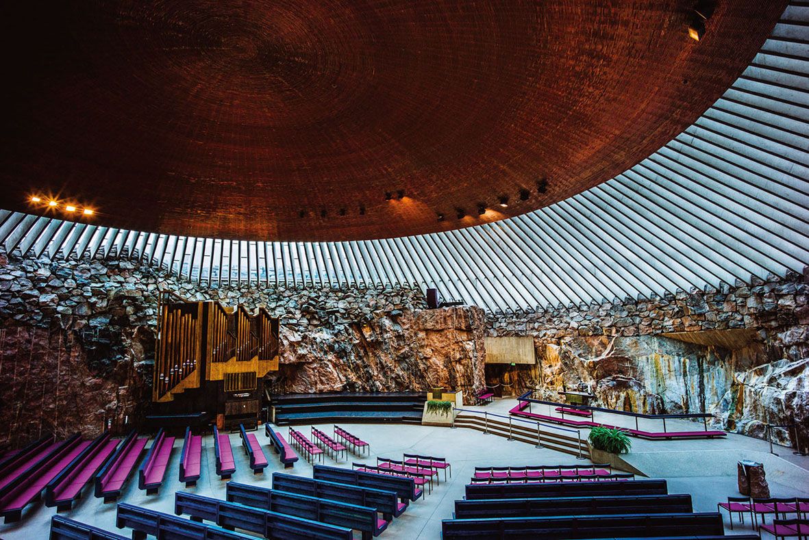 A Helsinki monument, the Rock Church is built inside a block of granite