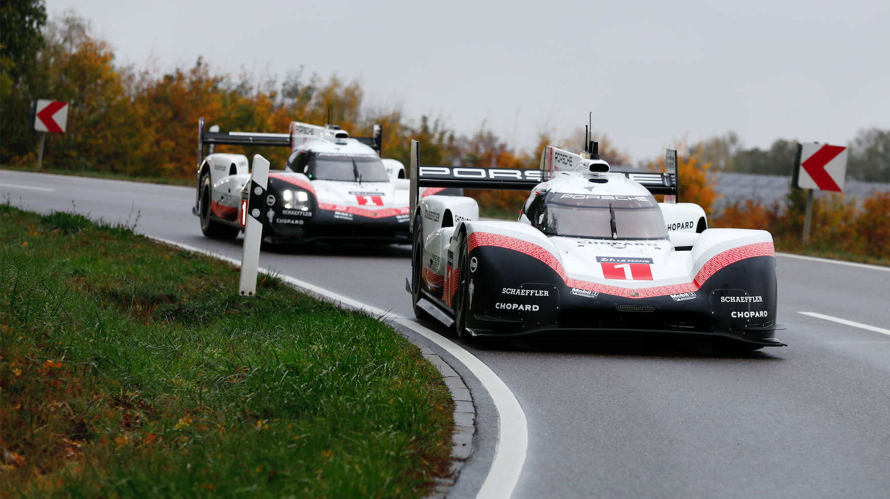 The 2018 Porsche 919 Hybrid Evo (front) is an evolution of the 919 Hybrid (behind) that was five years in the making
