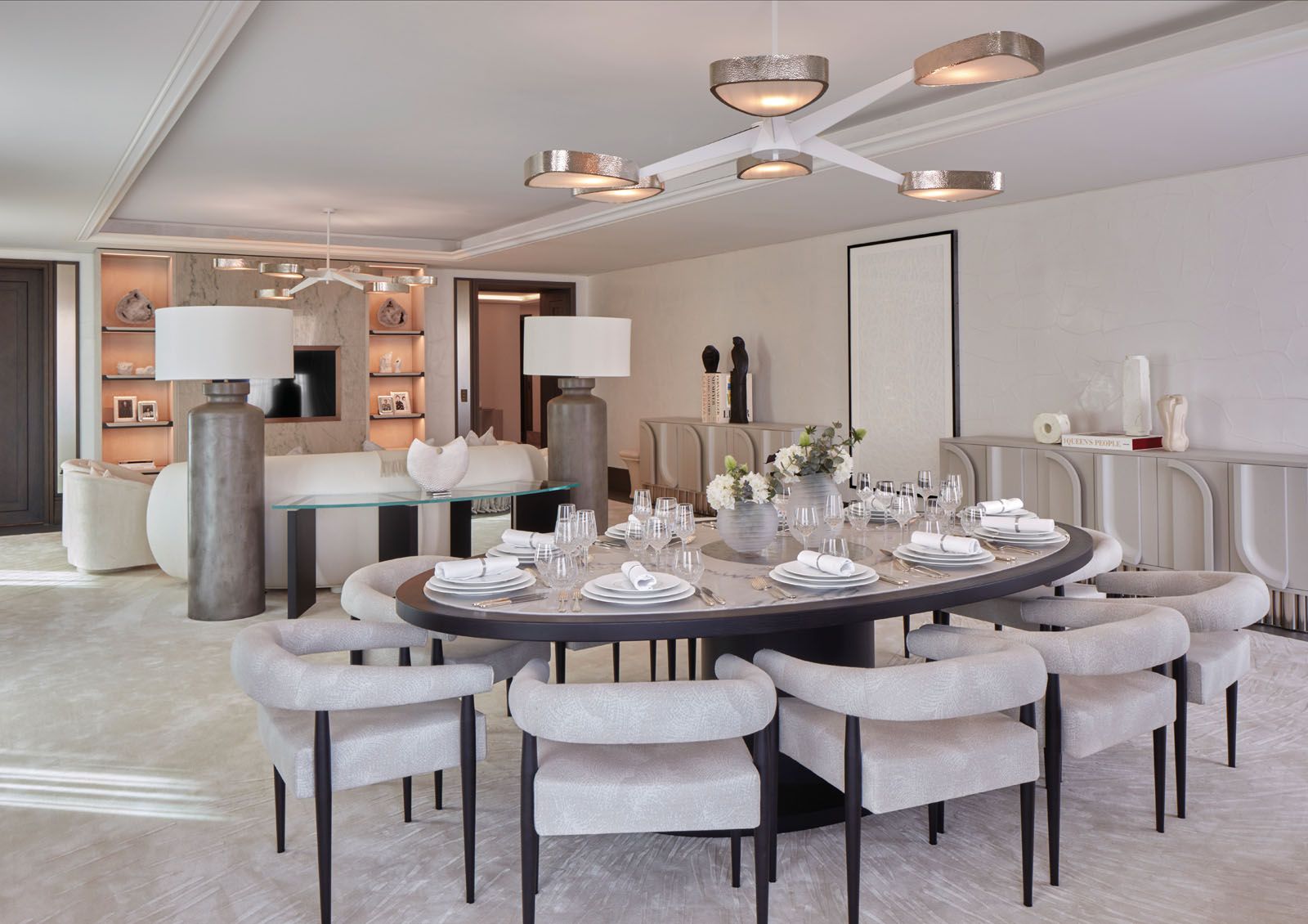 The Martin Kemp-designed living area showcases his mastery of luxury design