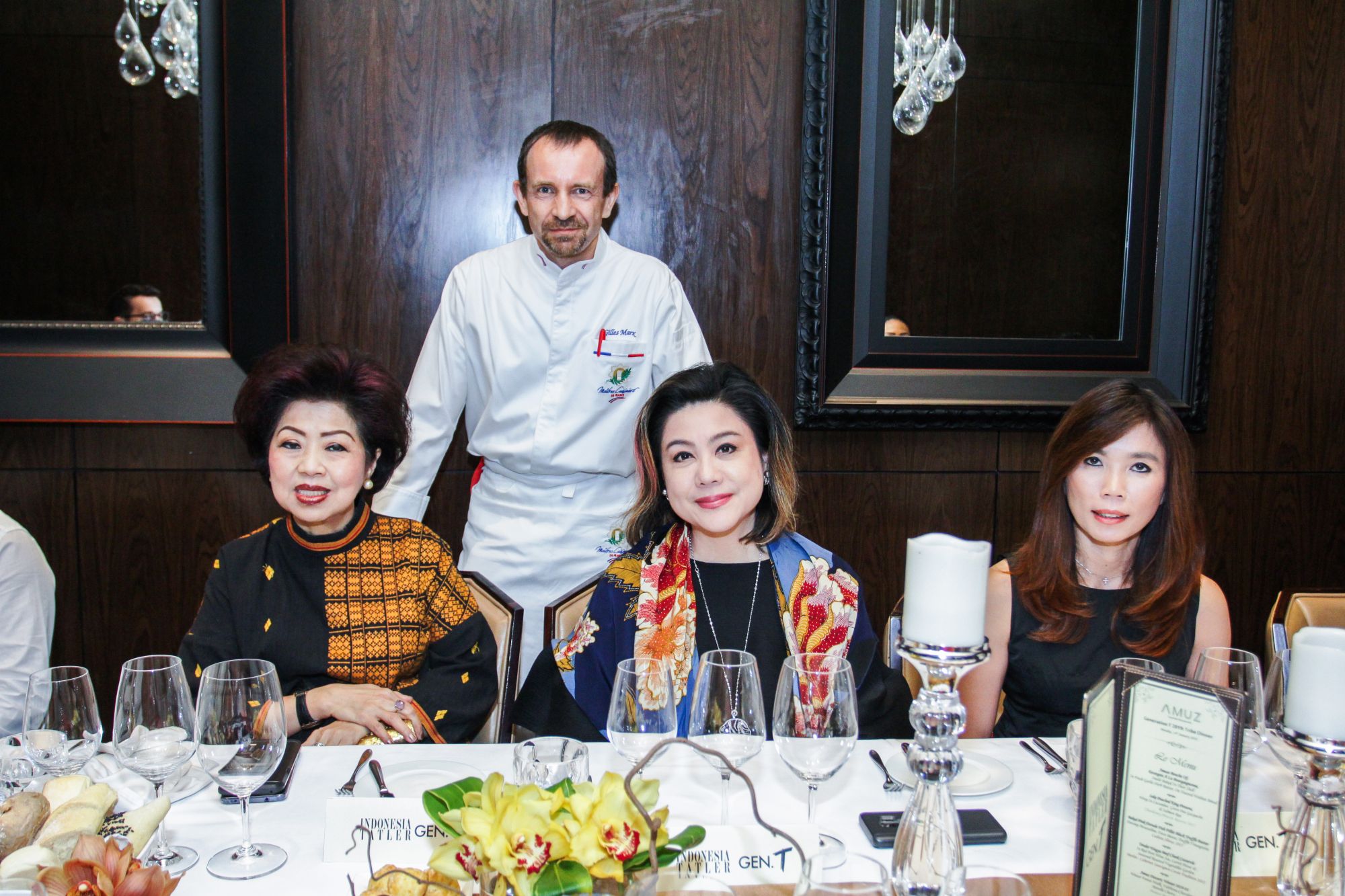 Chef Gilles Marx with Lestary Luhur, Millie Stephanie Lukito, and Cindy Widjojo, co-founder of Pansophia Indonesia