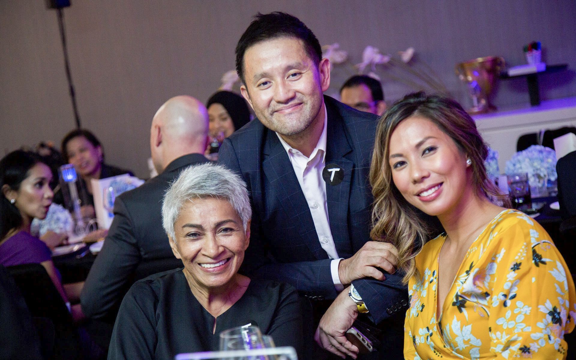 Tribe members Datuk Mazlan Othman and Dr George Lee with Tamara Lamuniére