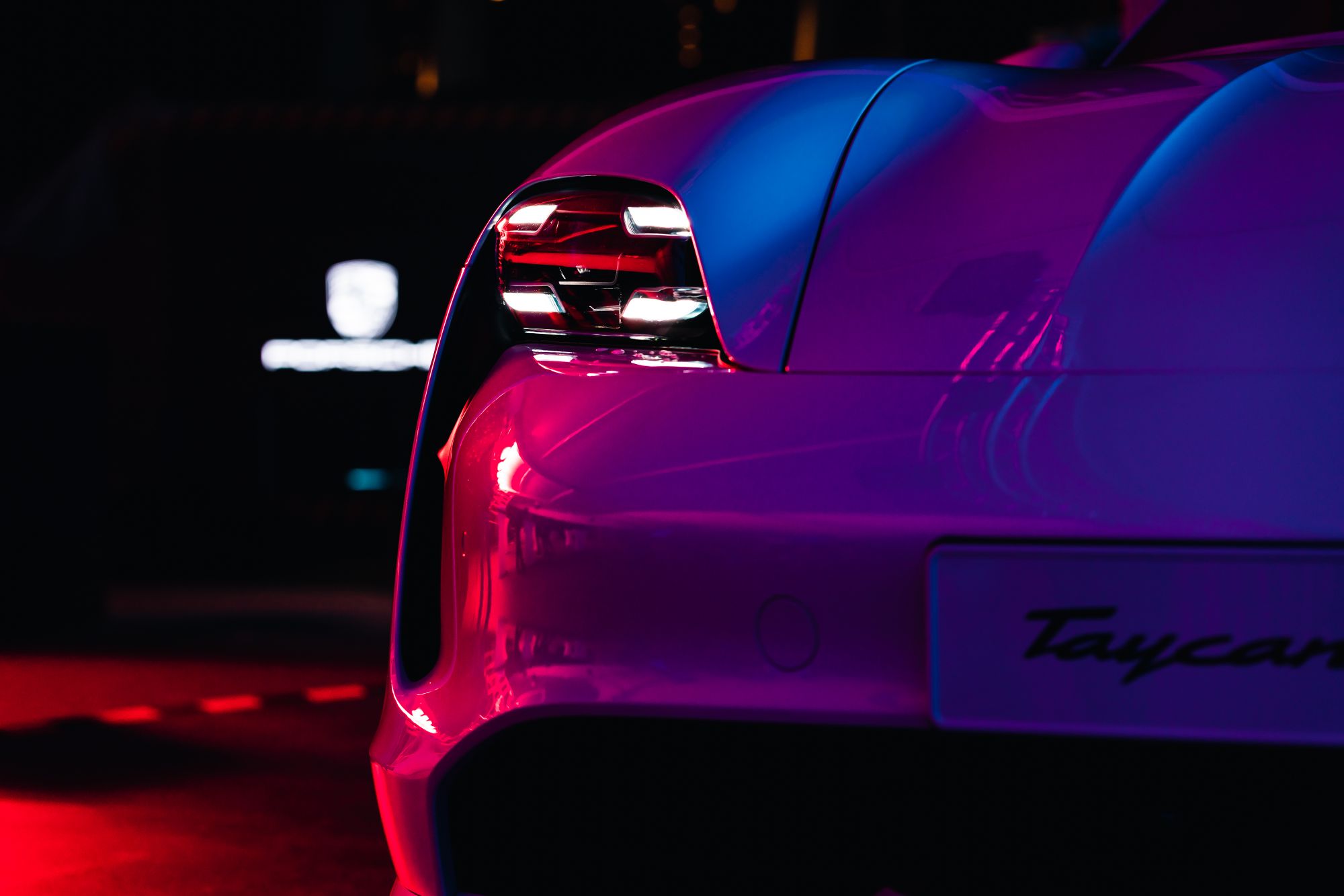 The Taycan's headlights feature the Porsche four-point design and double as air intakes to improve the car's aerodynamics