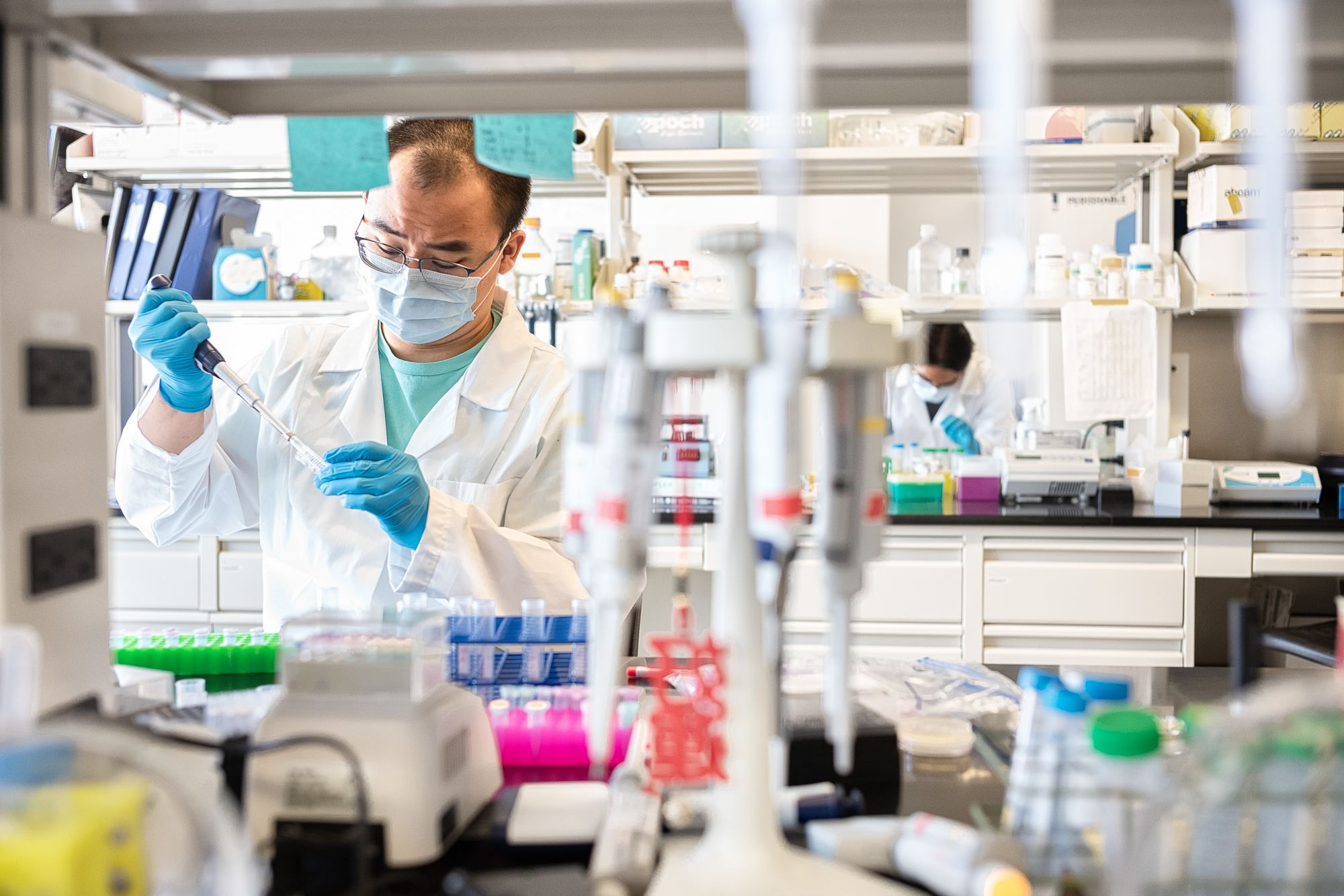 NEW YORK, NY - APRIL 08: Mirimus lab scientists preparing to test COVID-19 samples from recovered patients on April 8, 2020 in Brooklyn, New York City. New York City is the epicenter of the coronavirus pandemic in the United States and over 122,000 New Yorkers have tested positive for coronavirus. (Photo by Misha Friedman/Getty Images)