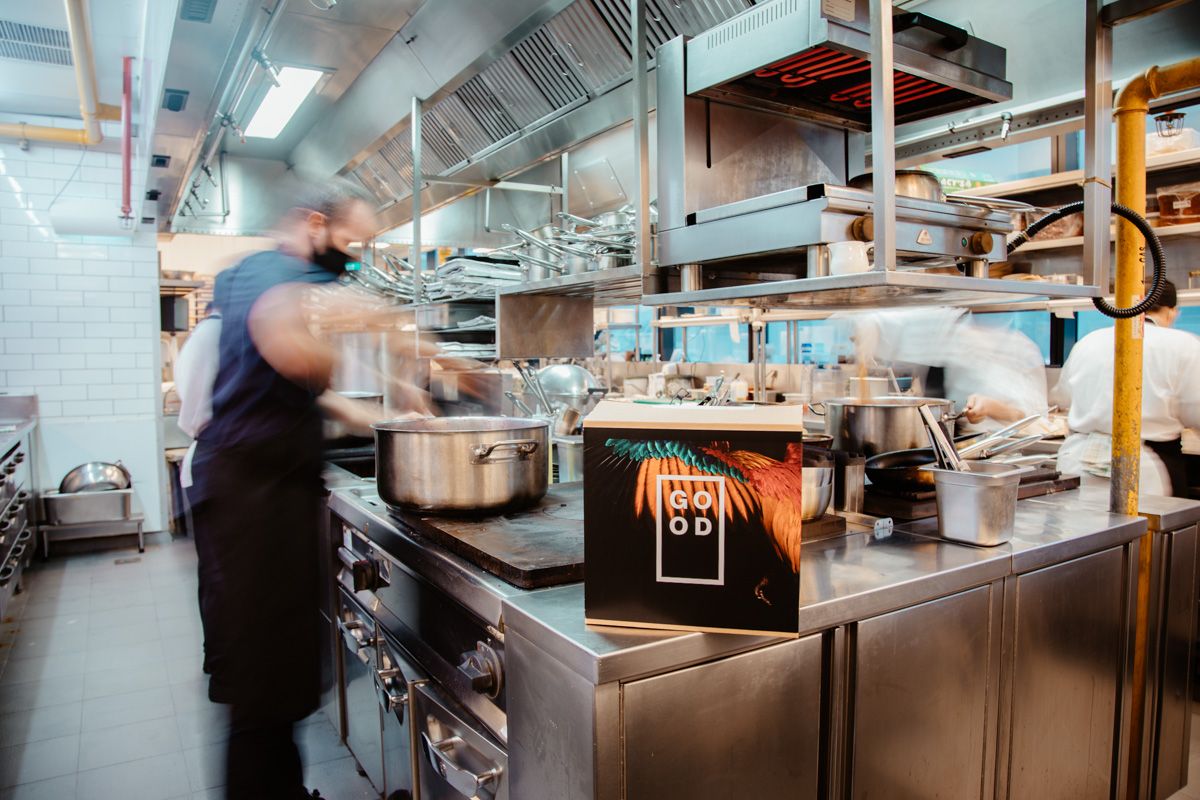 The kitchen at 1880, the first restaurant in the world to serve cultured meat