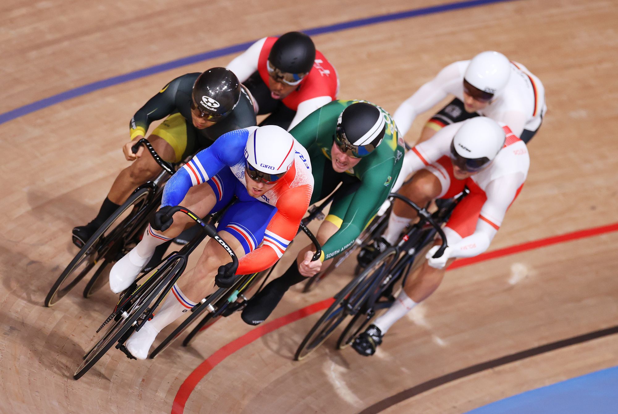 IZU, JAPAN - AUGUST 07: Sebastien Vigier of Team France competes during the Men's Keirin first round, heat 3 of the track cycling on day filthen of the Tokyo 2020 Olympic Games at Izu Velodrome on August 07, 2021 in Izu, Shizuoka, Japan. (Photo by Justin Setterfield/Getty Images)
