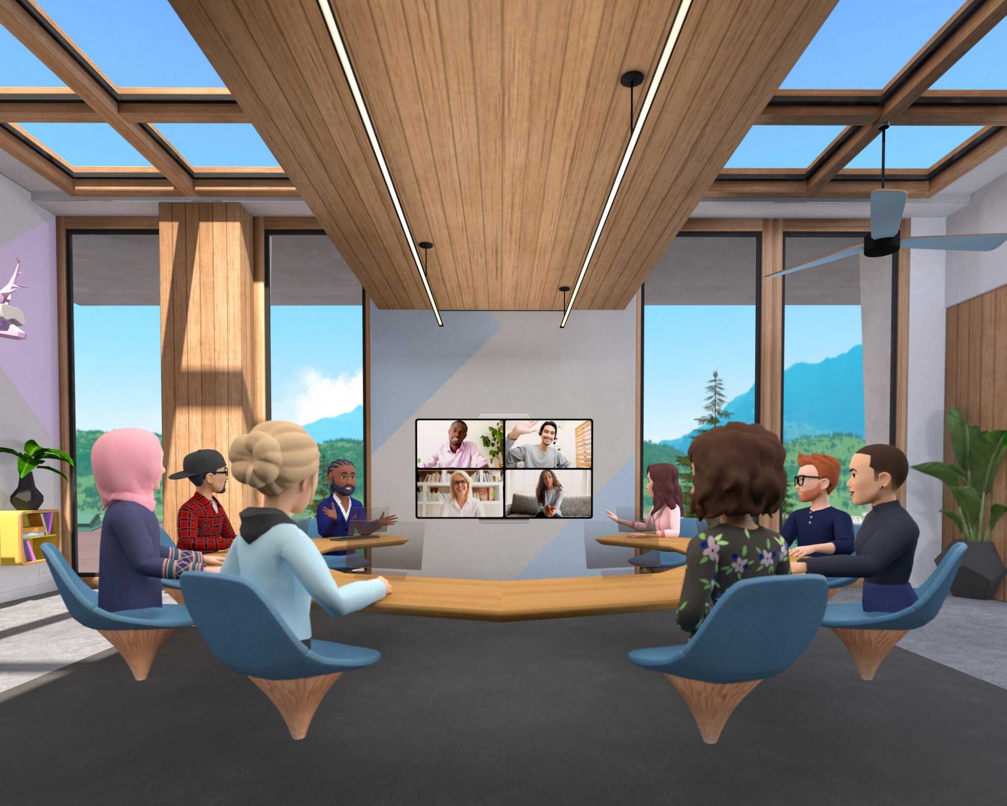 A virtual meeting room on Facebook’s Workrooms. (Photo: Facebook)