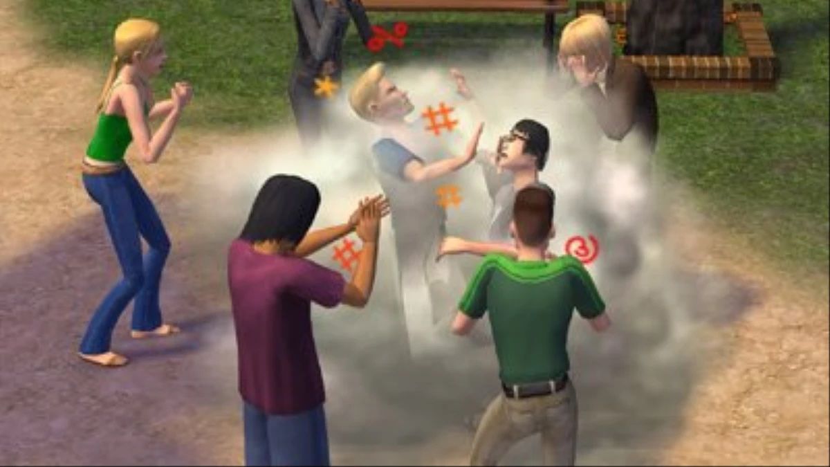 A virtual brawl in The Sims Online