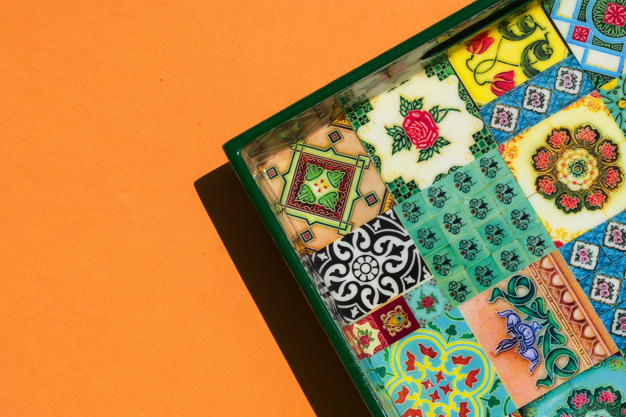The tray features vivid and colourful prints that will brighten up any tabletop Image: Courtesy of Photo Phactory