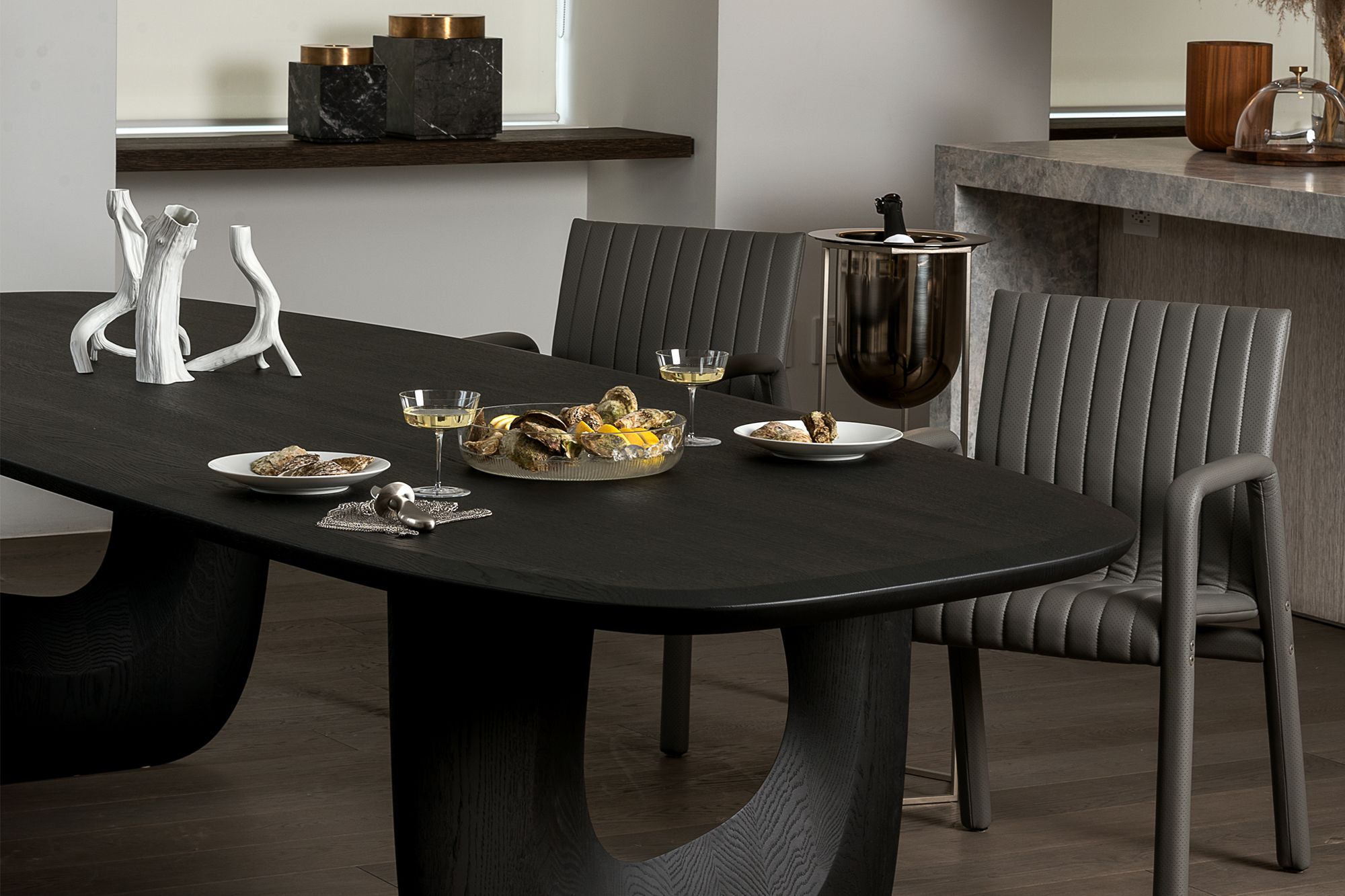 The Man of Parts Savignyplatz dining table designed by Herkner is a sculptural piece that combines the best of craft and technology (Image: Courtesy of Sebastian Herkner)