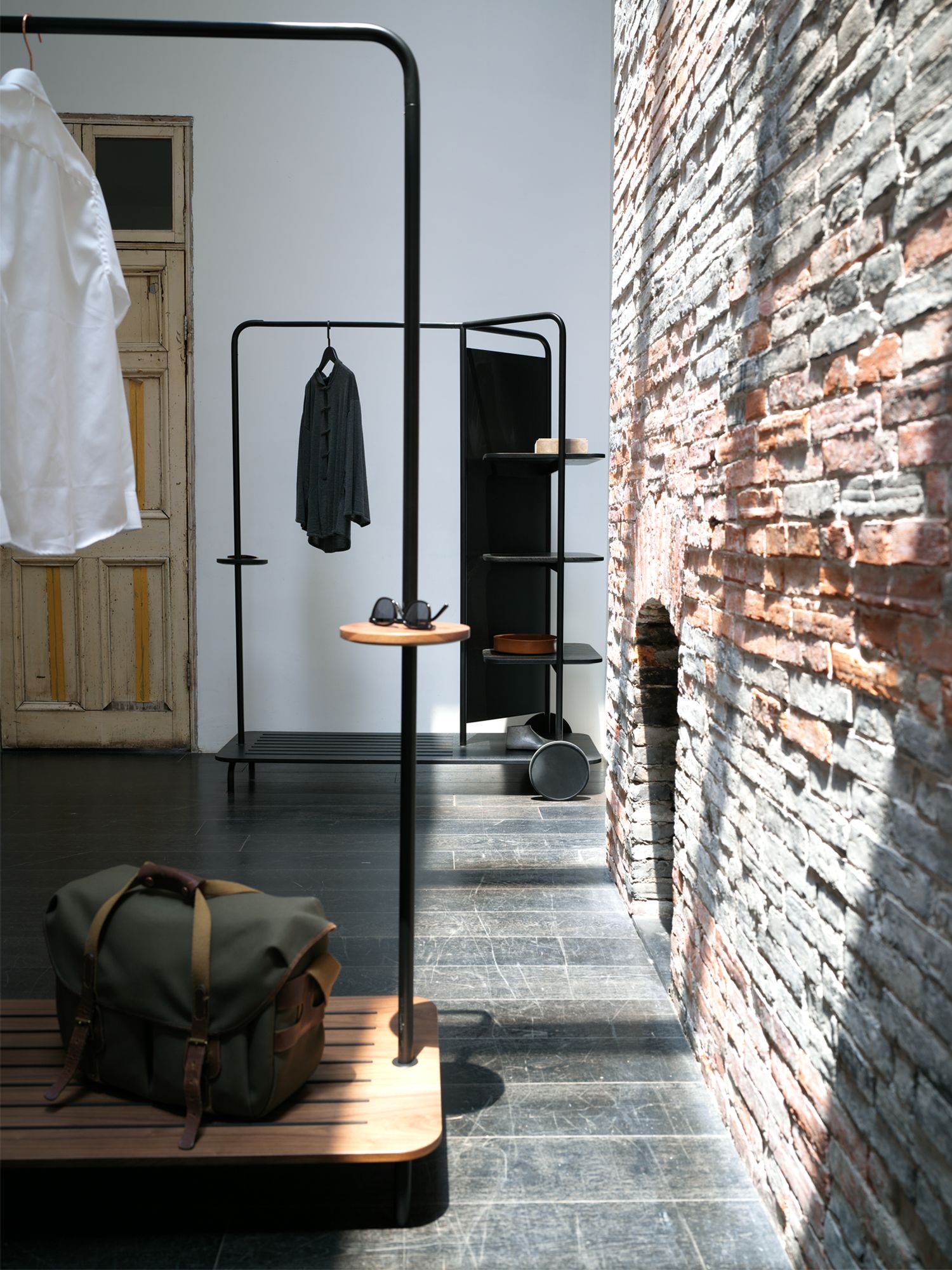 Made of steel and wood, Herkner's design accommodates clothes, shoes, and jewellery (Image: Courtesy of Sebastian Herkner)