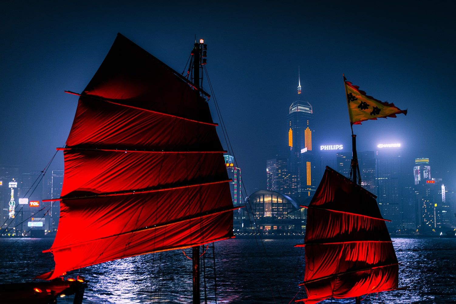 Hong Kong's Aqua Luna at night