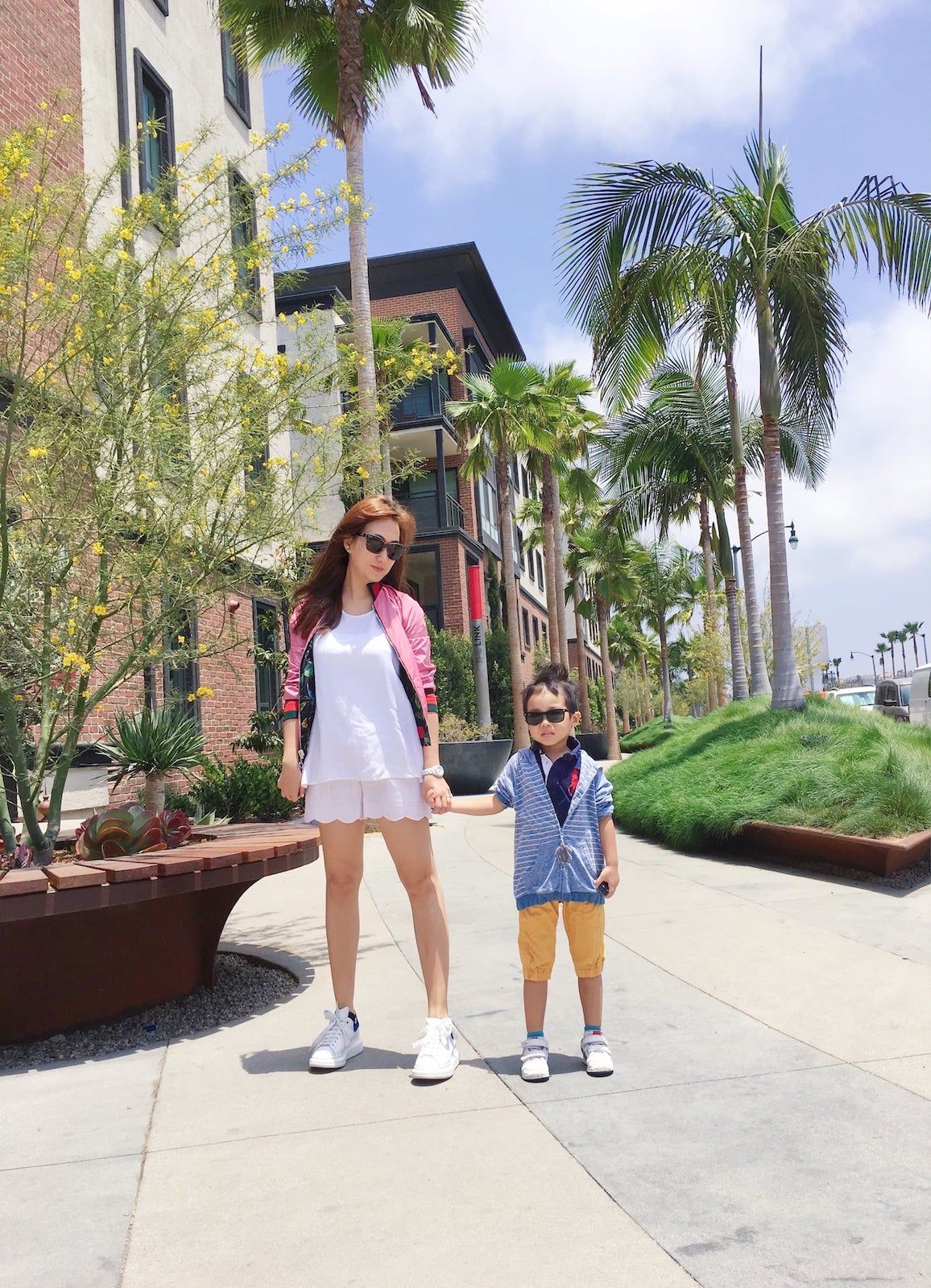 Entrepreneur Charlene Ree with her son in California