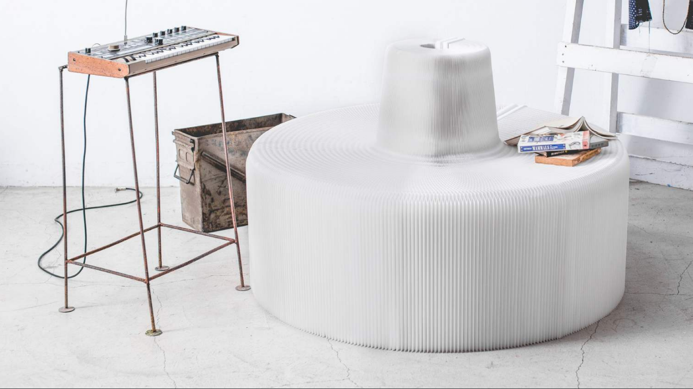 The Stretch sofa in white looks almost like marble