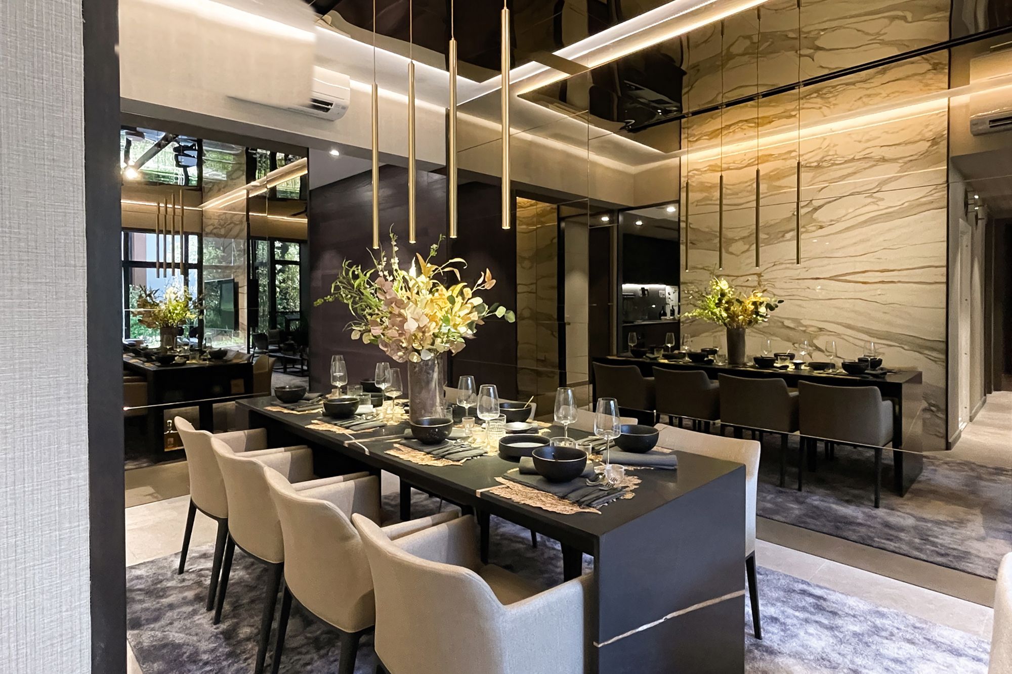 The Leo armchairs from Japanese furniture brand Time & Style were among the pieces selected by Grafunkt for show units in GuocoLand’sWallich Residence