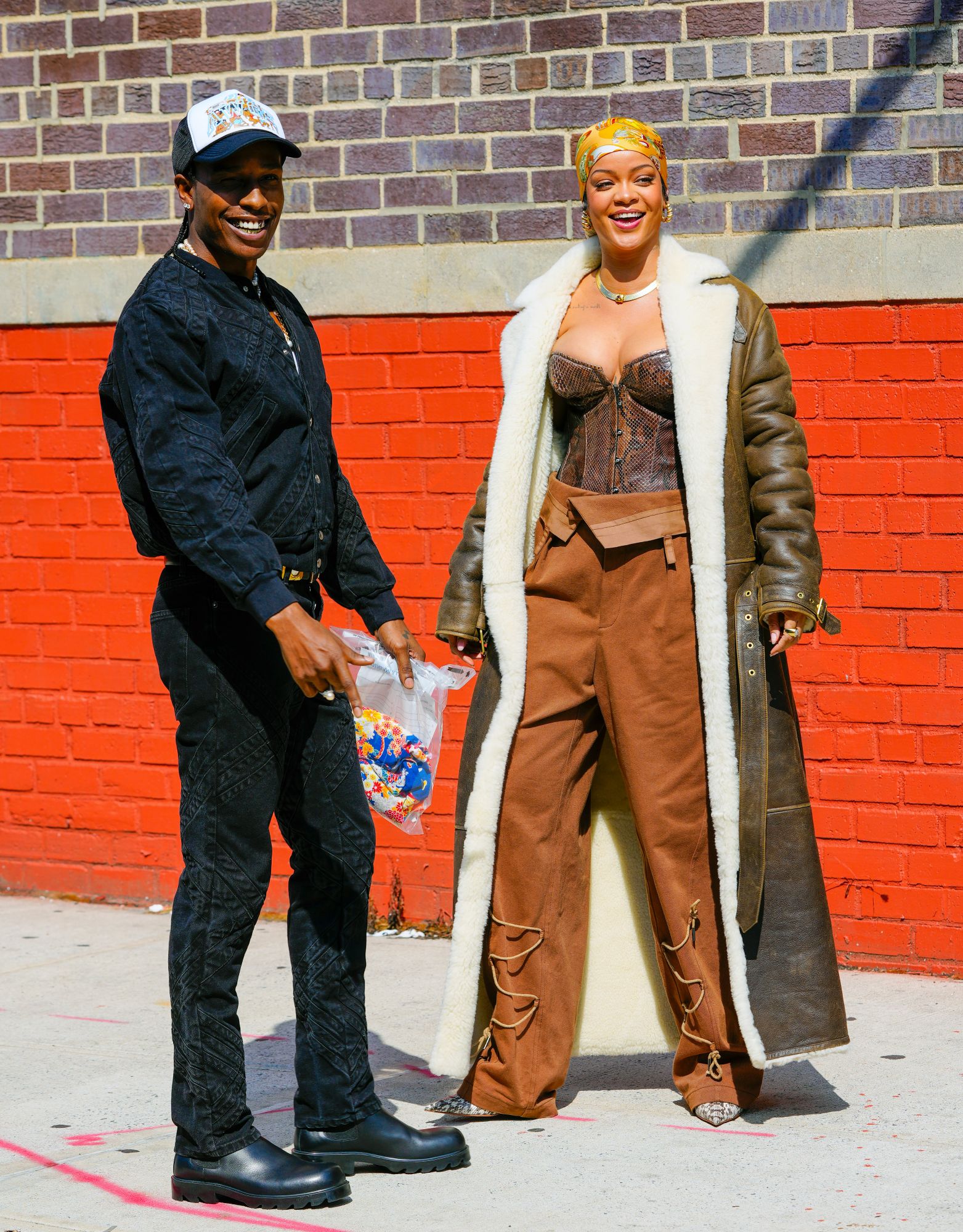 NEW YORK, NEW YORK - JULY 10: Rihanna and A$AP Rocky are seen on set for a music video on July 10, 2021 in New York City. (Photo by Gotham/GC Images)