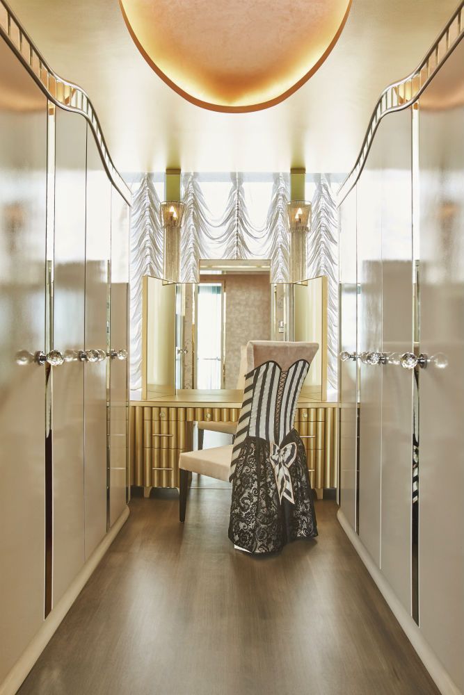 Design Intervention created a glamorous vanity area for a homeowner seeking a feminine hotel-inspired apartment (Photography: Jasper Yu)